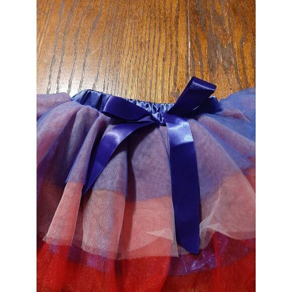 Infant Girls Size 70 6-12 Month Red White Blue Tulle Layered Tutu Skirt Costume - Picture 2 of 4